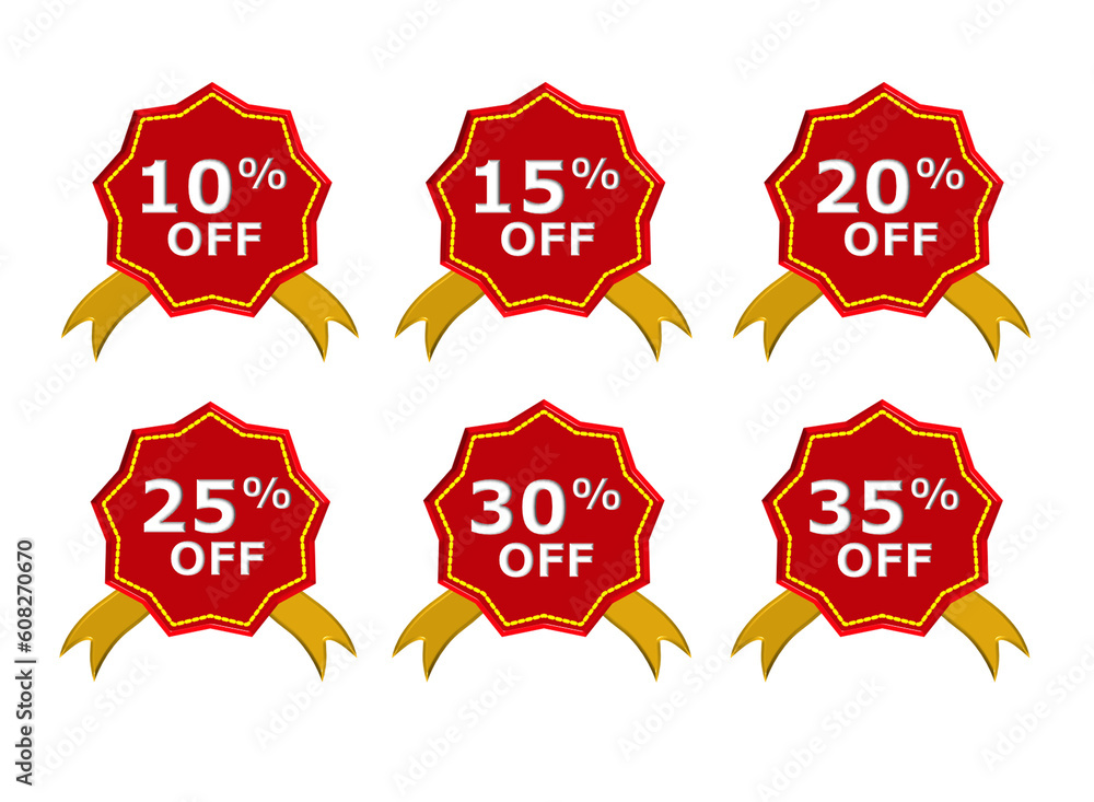 Poster set tag shape sale discount promotion red color variation