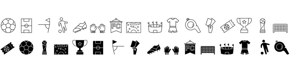 Football icon vector set. Soccer illustration sign collection. Sport symbol or logo. 