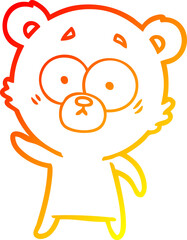 warm gradient line drawing of a worried bear cartoon