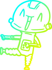 cold gradient line drawing of a cartoon robot