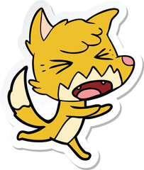 sticker of a angry cartoon fox running
