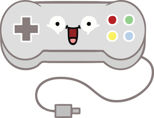 flat color retro cartoon of a game controller