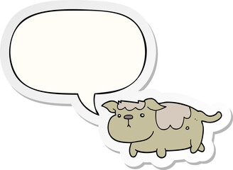 cartoon dog with speech bubble sticker