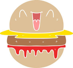 flat color style cartoon happy burger