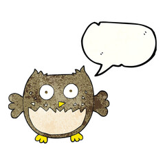 freehand speech bubble textured cartoon owl