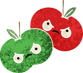 retro illustration style cartoon of a apples