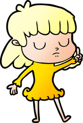 cartoon indifferent woman