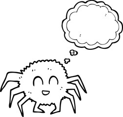 freehand drawn thought bubble cartoon spider