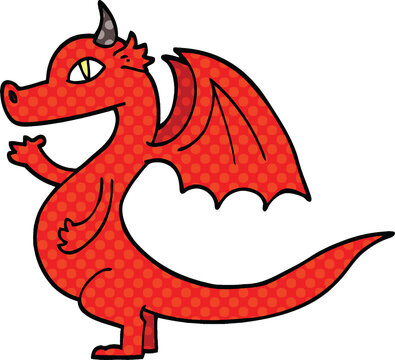 cute comic book style cartoon dragon