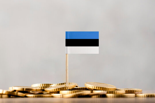 The Flag of Estonia with Coins.