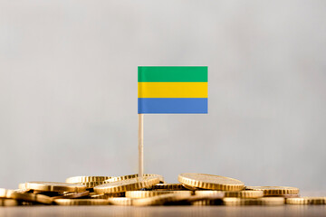 The Flag of Gabon with Coins.