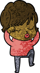 cartoon woman with eyes shut