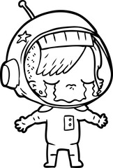 cartoon crying astronaut girl