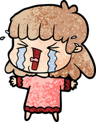 cartoon woman in tears