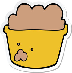 sticker of a cartoon plant pot of earth