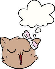 cartoon cat face with thought bubble