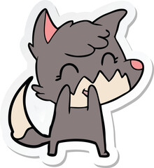 sticker of a happy cartoon fox