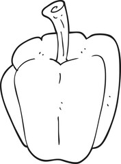freehand drawn black and white cartoon pepper