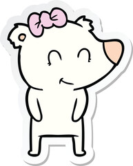 sticker of a female polar bear cartoon