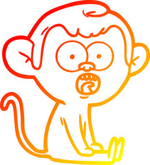 warm gradient line drawing of a cartoon shocked monkey