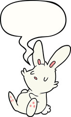 cute cartoon rabbit sleeping with speech bubble