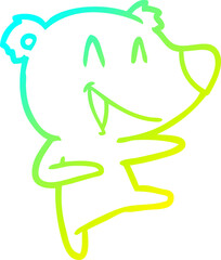 cold gradient line drawing of a laughing bear cartoon