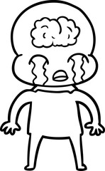 cartoon big brain alien crying