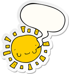 cartoon sun with speech bubble sticker