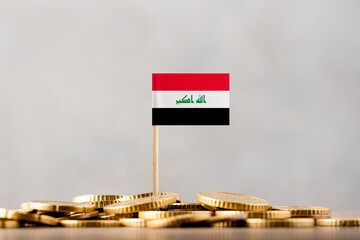 The Flag of Iraq with Coins. - obrazy, fototapety, plakaty