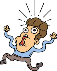illustration of a traditional tattoo style frightened man