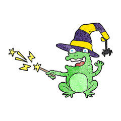freehand textured cartoon toad casting spell
