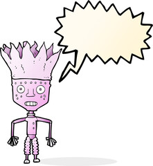 funny cartoon robot wearing crown with speech bubble