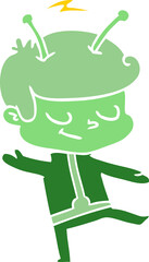 friendly flat color style cartoon spaceman dancing