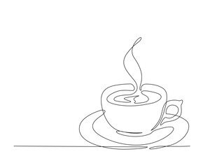 Continuous one line drawing of a cup coffee - food and beverage concept. A cup of coffee line art vector illustration. Editable stroke.