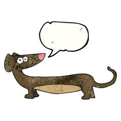 freehand speech bubble textured cartoon dachshund