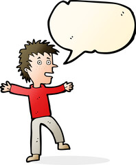 cartoon happy man with speech bubble