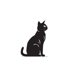 Draw vector illustration character cute cat. Doodle, cartoon, logo, icon style. Black and white 
