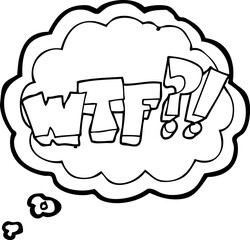 freehand drawn thought bubble cartoon WTF symbol