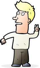 cartoon man making peace sign