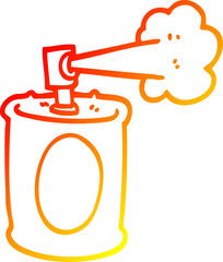 warm gradient line drawing of a cartoon spraypaint can