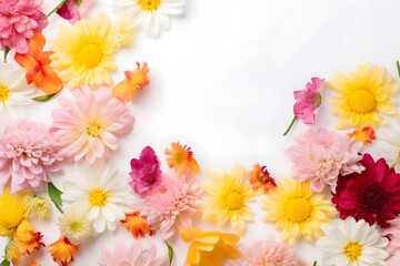 Fototapeta premium Colorful flowers composition on white background