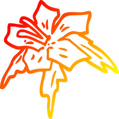 warm gradient line drawing of a cartoon exotic flower