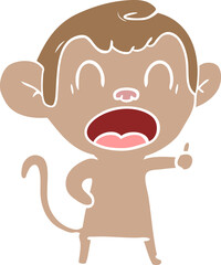 yawning flat color style cartoon monkey