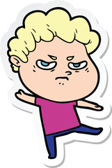 sticker of a cartoon angry man