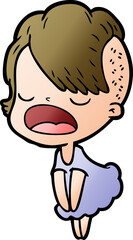 cartoon cool hipster girl talking
