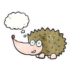 freehand drawn thought bubble textured cartoon hedgehog
