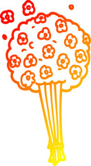 warm gradient line drawing of a cartoon bunch of flowers