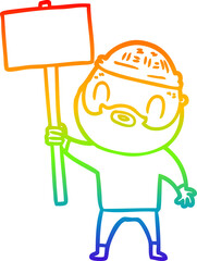 rainbow gradient line drawing of a cartoon bearded man