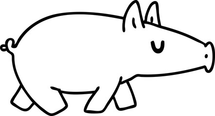 line doodle of a long snouted pig
