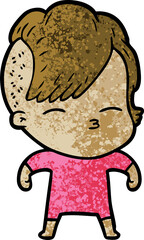 cartoon squinting girl